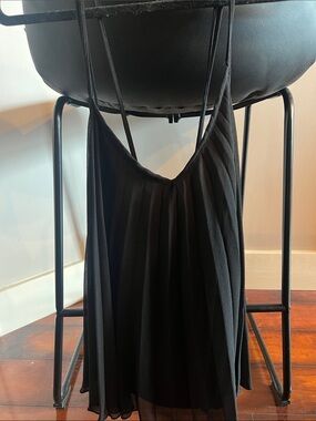 Black Pleated Spaghetti Strap Slip Top